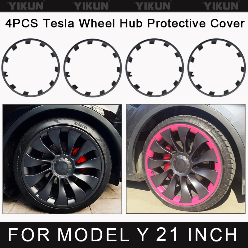 For Tesla Model Y 21 Inch Rim Wheel Hub Protection Patch Protectors ABS Wheel Guard Covers Accessories Auto Exterior 2018-2024