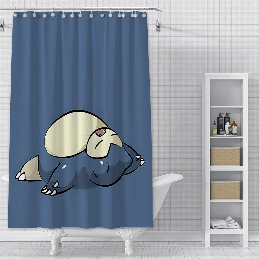 MINISO Pokémon Snorlax Shower Curtain Waterproof Polyester Fabric Paint Bath Curtains Home Bathroom Decor Curtain With Hook