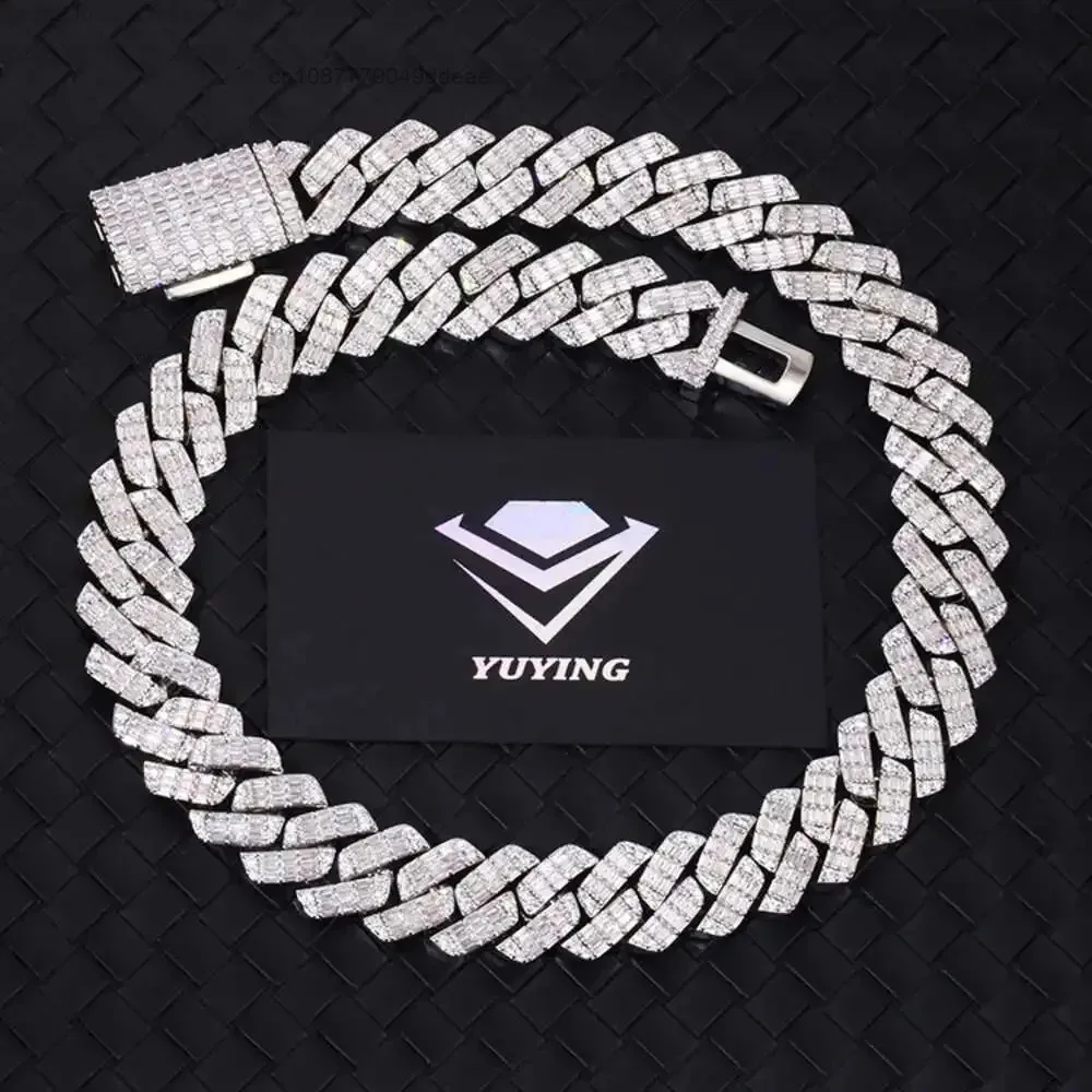 

Product 18k Solid White Gold Plated Insert High Quality Moissanite Silver Cuban Link Chain for Necklace and Bracelet