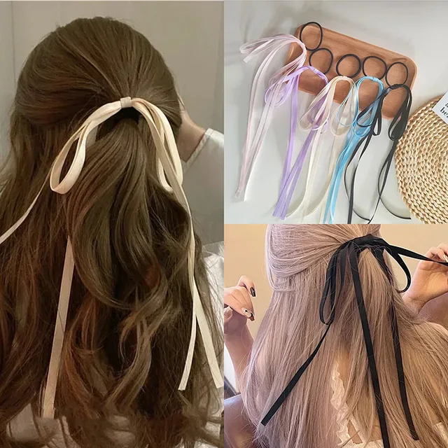 Koreański styl Śliczna kokardka z wstążki Elastyczna opaska do włosów dla dziewczynek Kobiety Opaska do włosów Opaska na głowę Kucyk Uchwyt Scrunchies Akcesoria do włosów