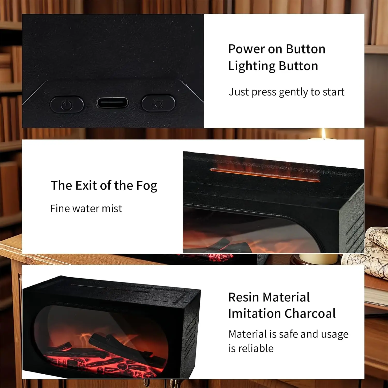 2026 New Upgrade Fireplace Essential Oil Diffuser, 7 Colours Electric Fake Fireplace Aromatherapy Diffuser, Ult