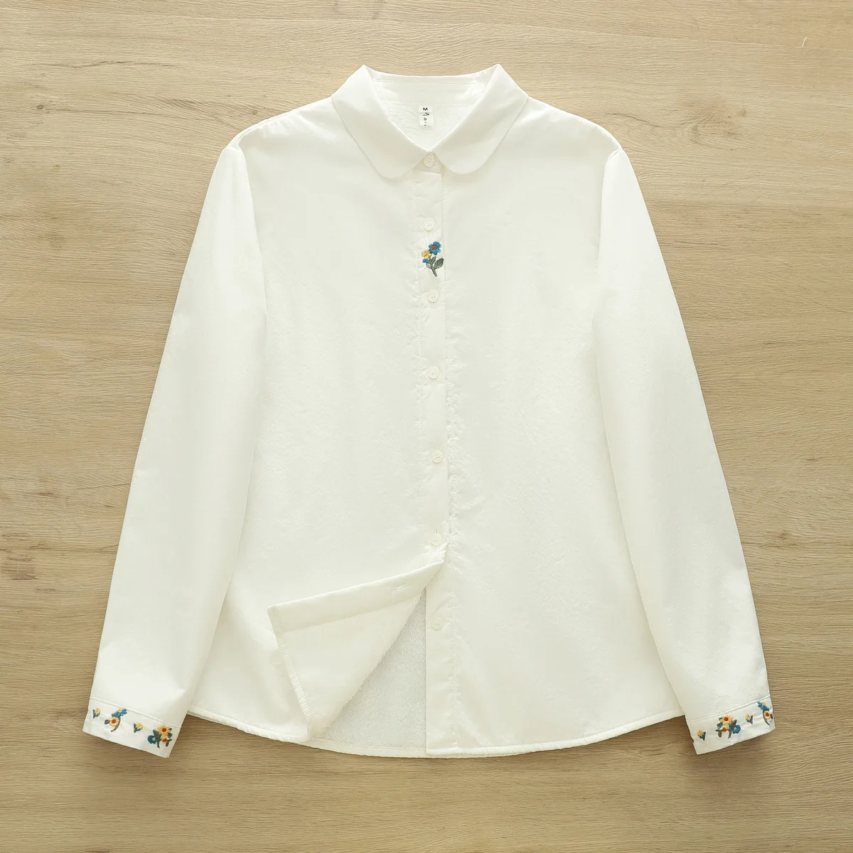 [즉시 배송] 고품질 여성용 면 두꺼운 블라우스 셔츠 2025 겨울 신상 플리스 긴팔 흰색 안감 캐주얼 따뜻한 셔츠