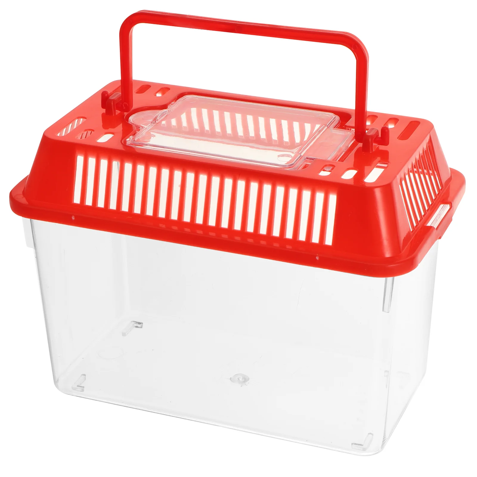 Mini pecera pecera de mano de plástico para tortugas y peces de compañía (rojo - tapa al azar)