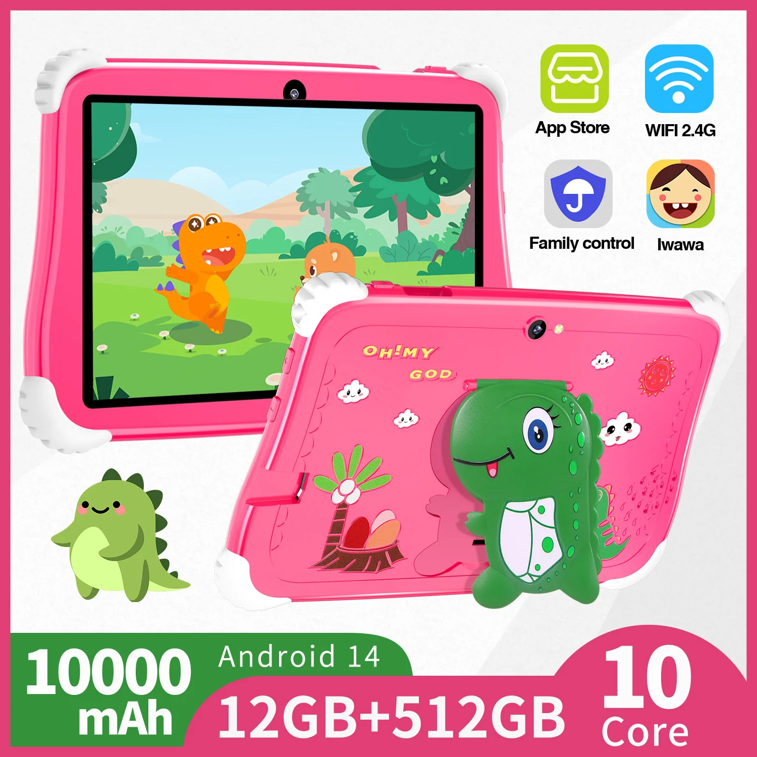 

Kids Android 7-inch Tablet 12GB RAM 512GB ROM Snapdragon 888 Bluetooth 5.0 5G WiFi 16MP+32MP Learning Thin & Light Easy to Carr