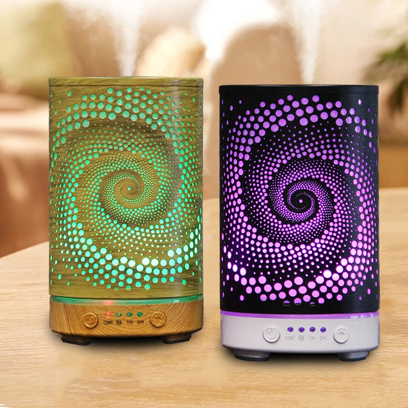 100 مللي مرطب ضباب بارد بالموجات فوق الصوتية زيت طبيعي الناشر غرفة التحكم في الرطوبة إيقاف تلقائي مع أضواء ليلية LED