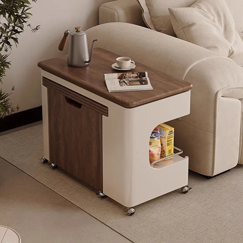 LH Living Room Small Apartment Multifunctional Coffee Table Mobile Cart Foldable Telescopic Lift Side Cabinet