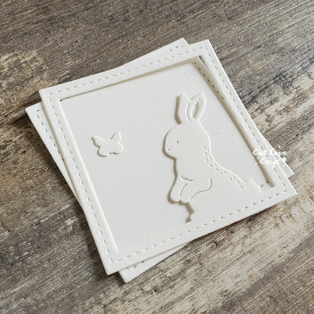 Spring Easter Rabbit Bunny Frame Metal Cutting Dies Scrapbooking Stencil Die Cuts Card Making DIY Craft Embossing New Dies