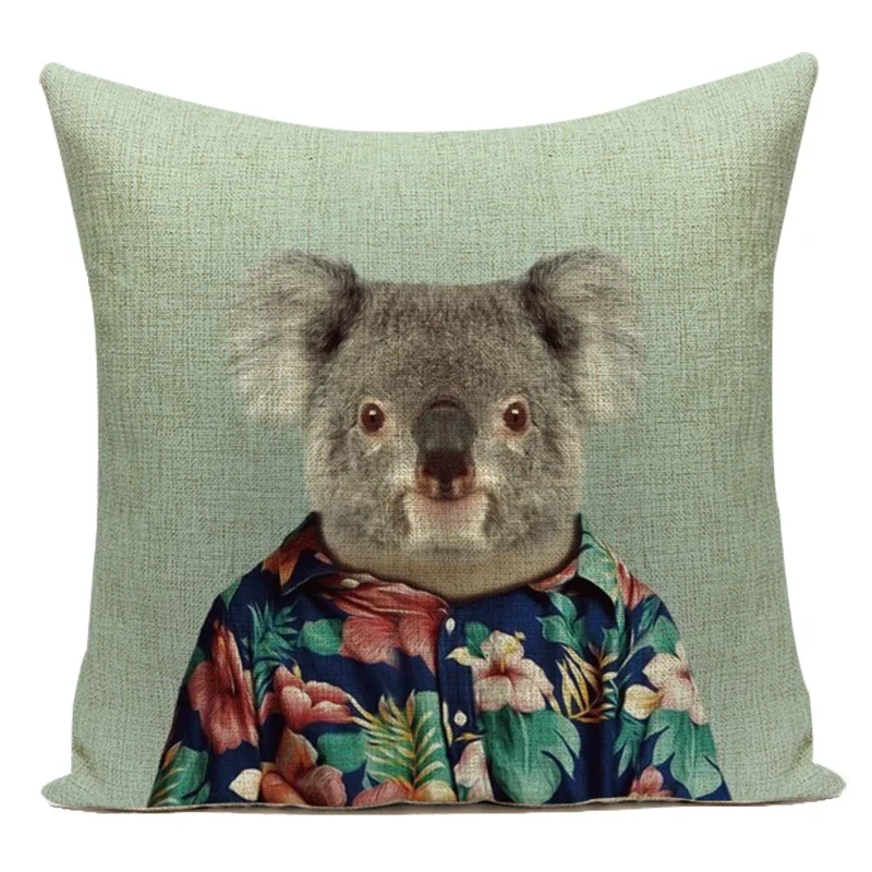 Animal Series Cushion Cover Home Decor Cushions Custom Throw Pillows Case Mr. Rabbit Koala Bear Deer Car Sofa Pillow Cover