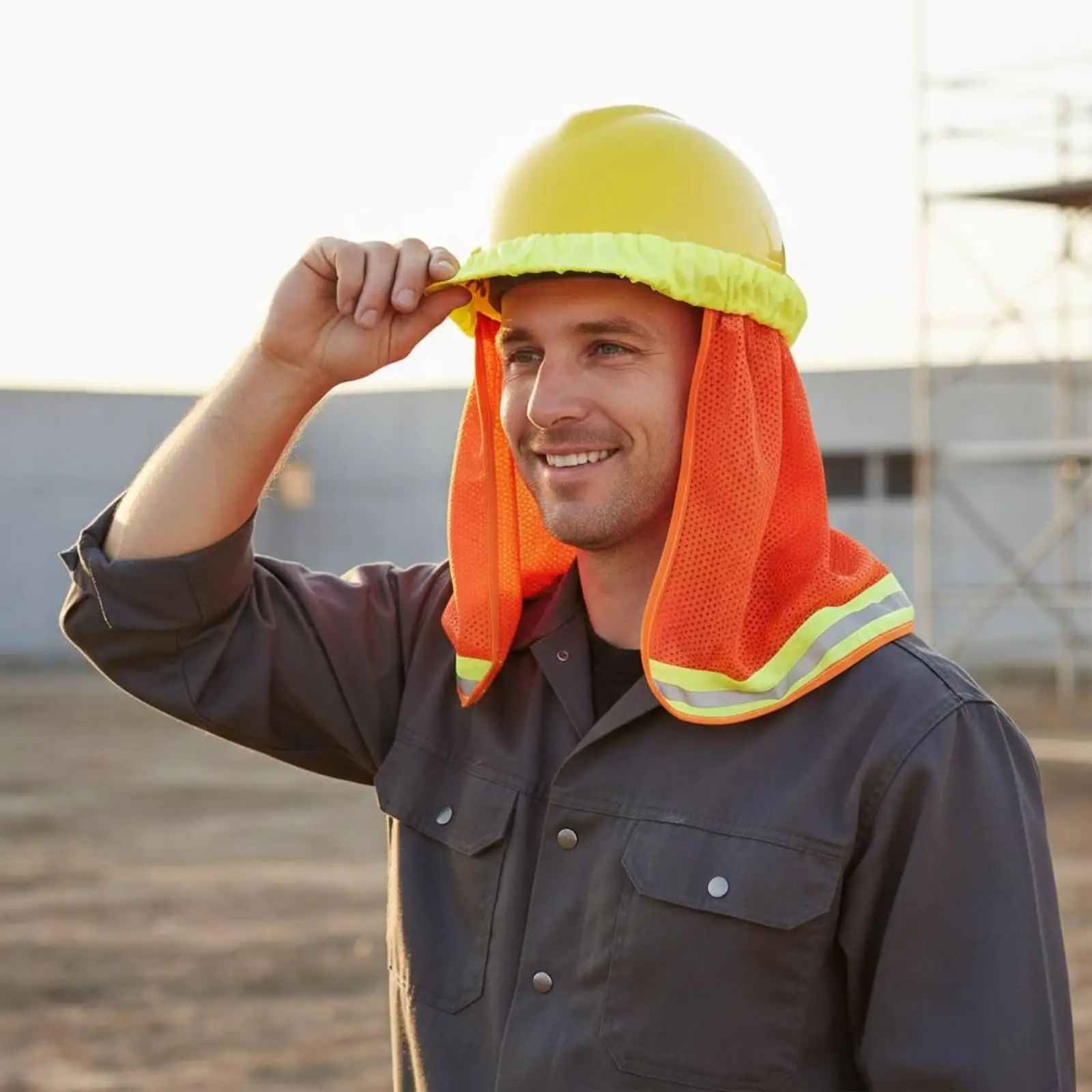 Sunscreen Hard Hat Mesh Sun Shade High Visibility Helmet Guard for Outdoor Building Renovation Tasks