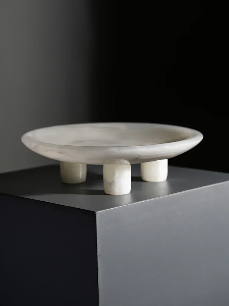 Bandeja de mármol de ónix blanco para joyería de Perfume, fruta, piedra de Jade Natural, bandeja de tocador para tocador, encimera, mesa de centro, servicio