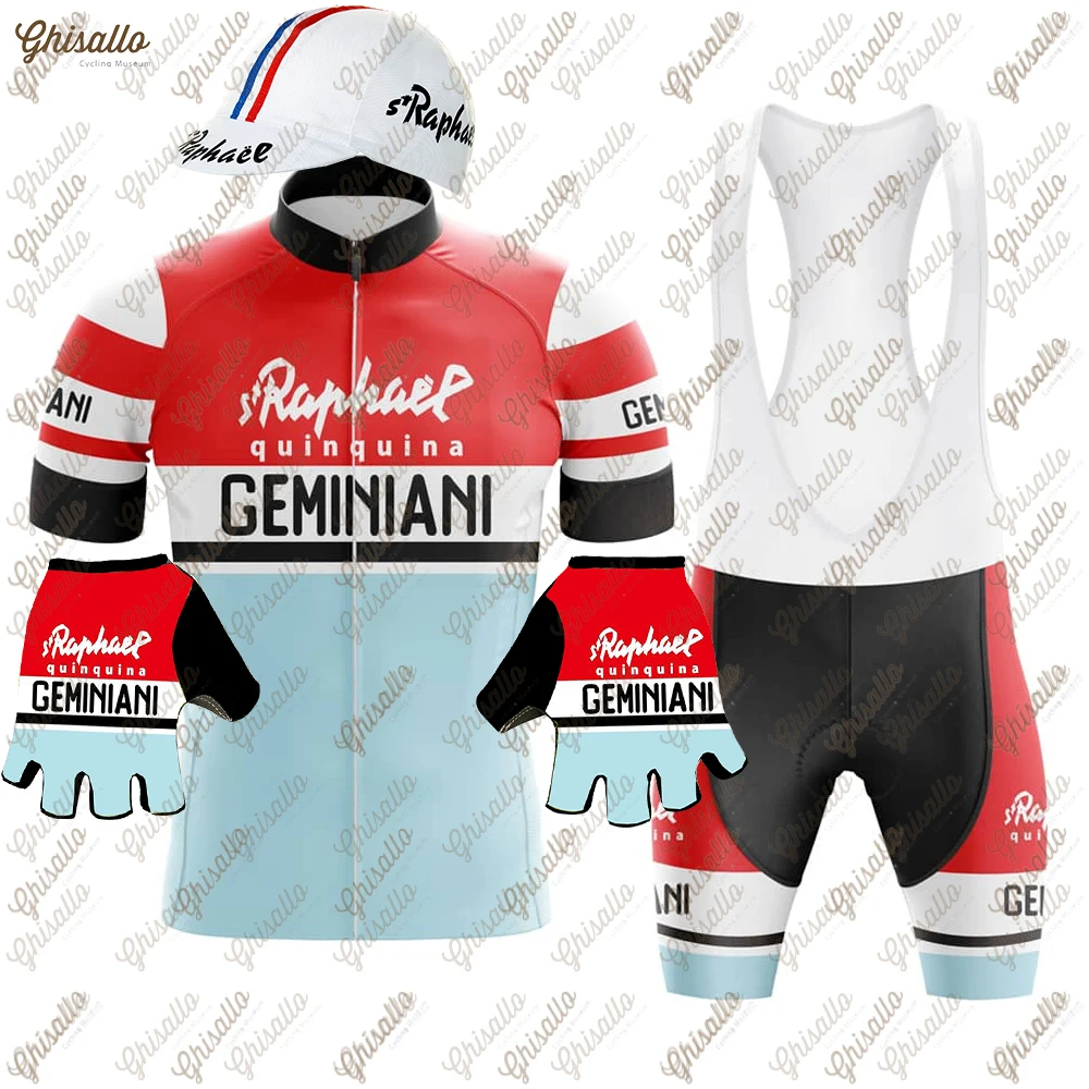 Red Retro Team Cycling Jersey Set for Men, Short Sleeve, Bib Shorts, Bicycle Clothing, MTB Bike Jersey, Uniform, New