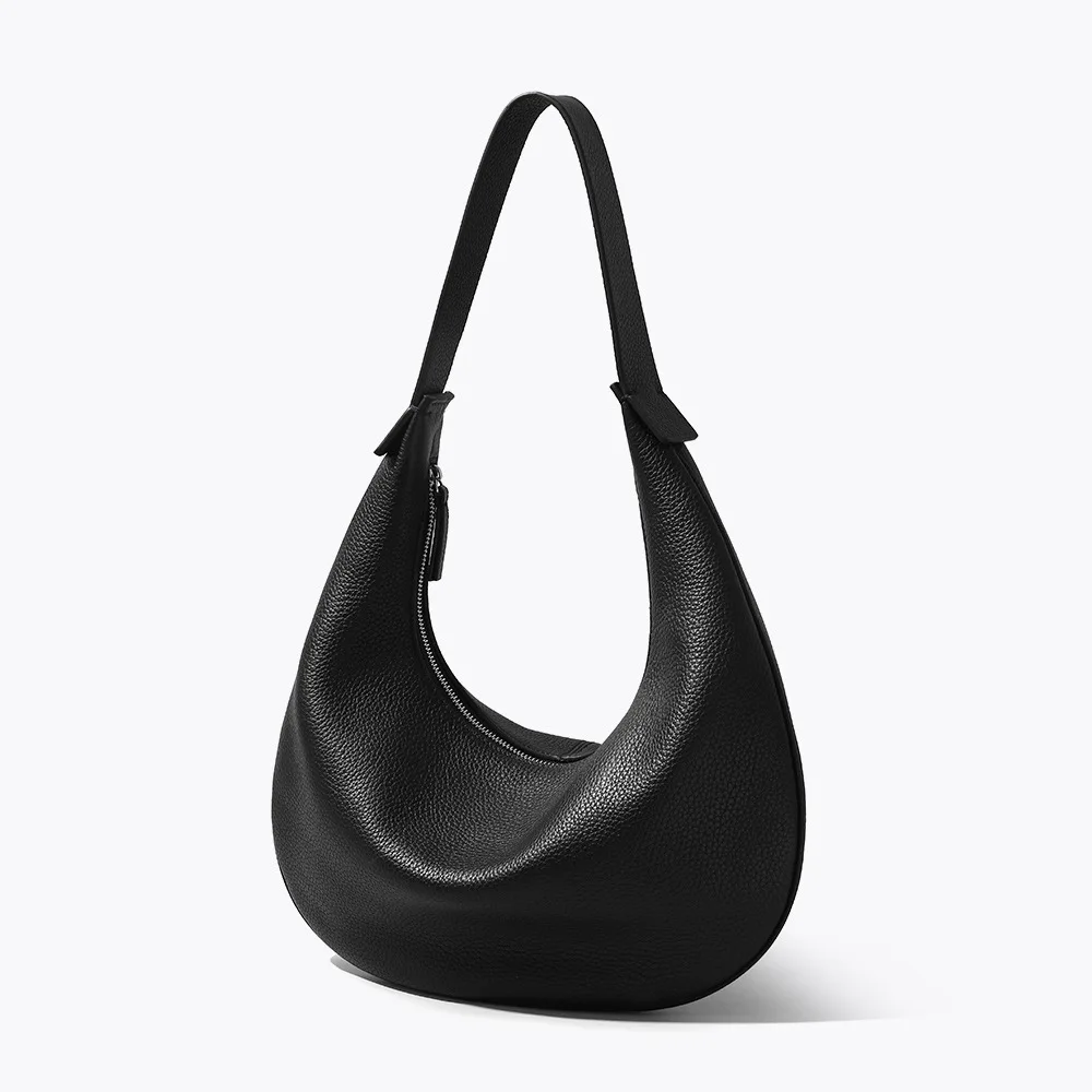 Head layer cowhide cow horn designer bag simple style fashion commuter underarm bag leather handbag shoulder bag female