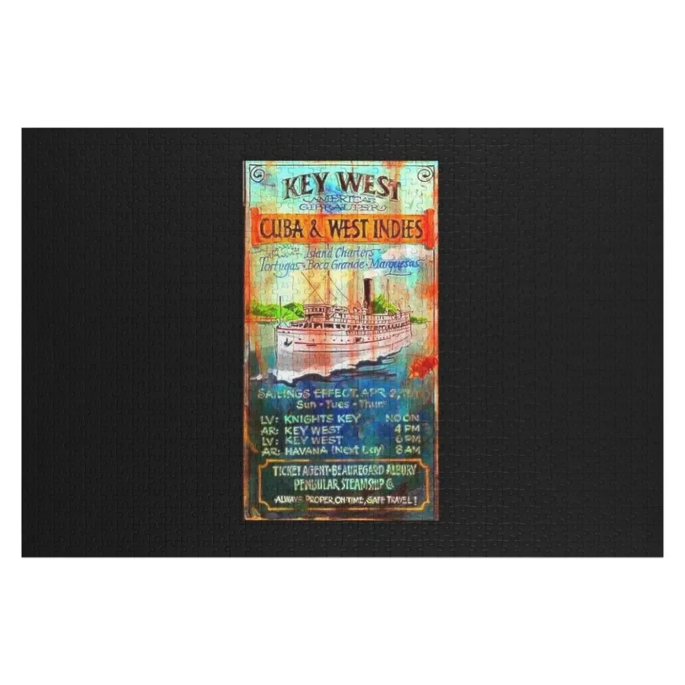 key west florida sign Jigsaw Puzzle Toddler Toys Baby Wooden Custom Name Child Toy Puzzle