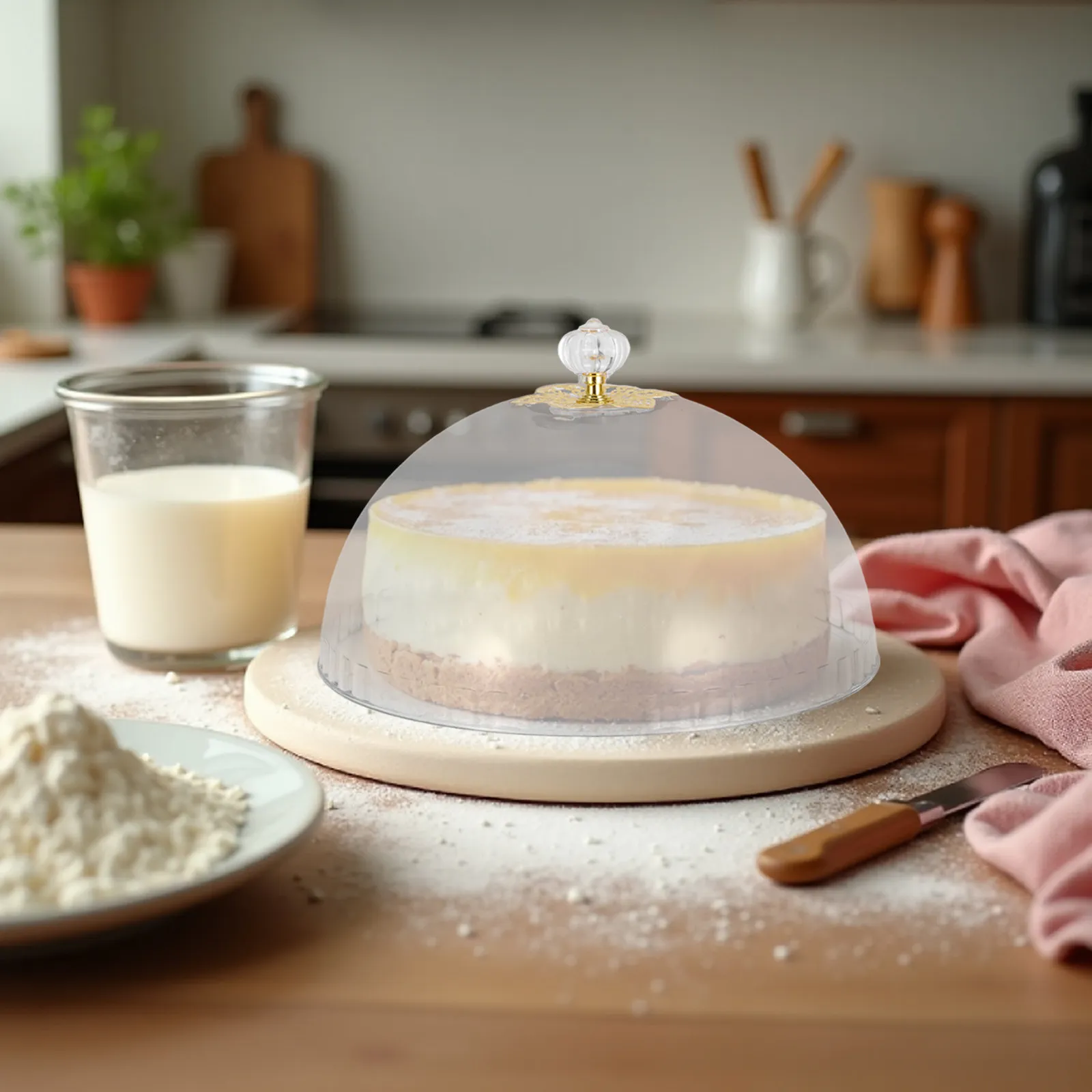 

Clear Cake Dome Transparent Food Display Cloche Cover 8.2 Inch Serving Dessert Platter Cover Party Wedding Cake Dome