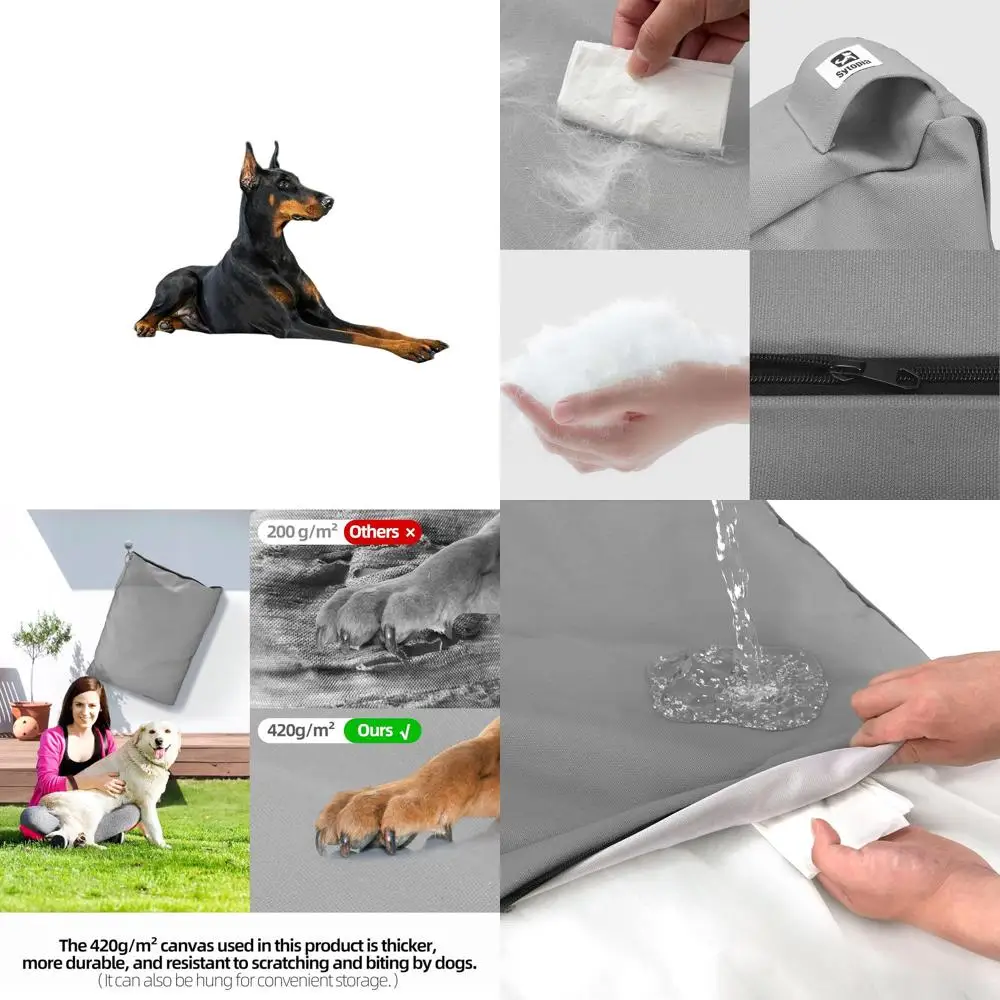 

Сверхпрочная водонепроницаемая лежанка для собак из брезента (42 дюйма) – съемный, моющийся чехол для очень крупных собак – идеально подходит для улицы, патио или клетки