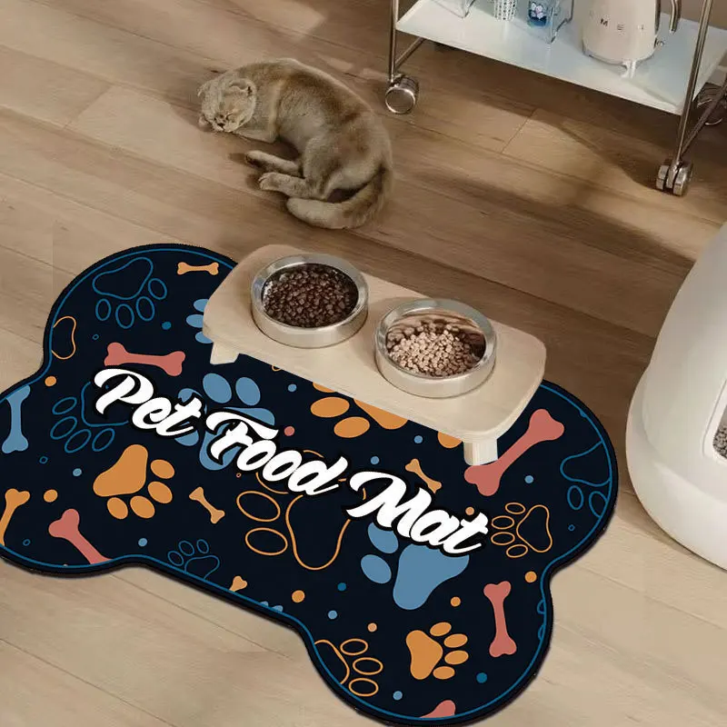 VIKAMA Non-Slip Diatomite Dog Mat, Waterproof Pet Feeding Floor Mat, Anti-Dirty Absorbent Mat for Home Kitchen