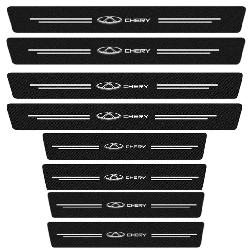 4Pcs Carbon Fiber Car Door Sill Sticker For Chery Tiggo 3 4 5 7 8 PRO Arrizo 5 2 QQ Face A1 E5 7E A3 A5 Auto Door Threshold Film