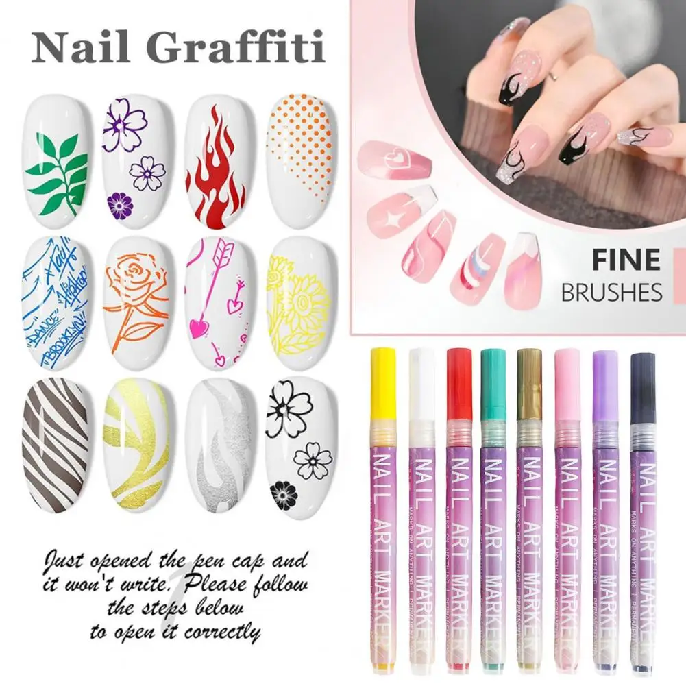 Zestaw 12 profesjonalnych pisaków do zdobienia paznokci DIY, markery do rysowania na paznokciach żelowych, szybkoschnące pisaki z precyzyjnymi końcówkami 0,5 mm