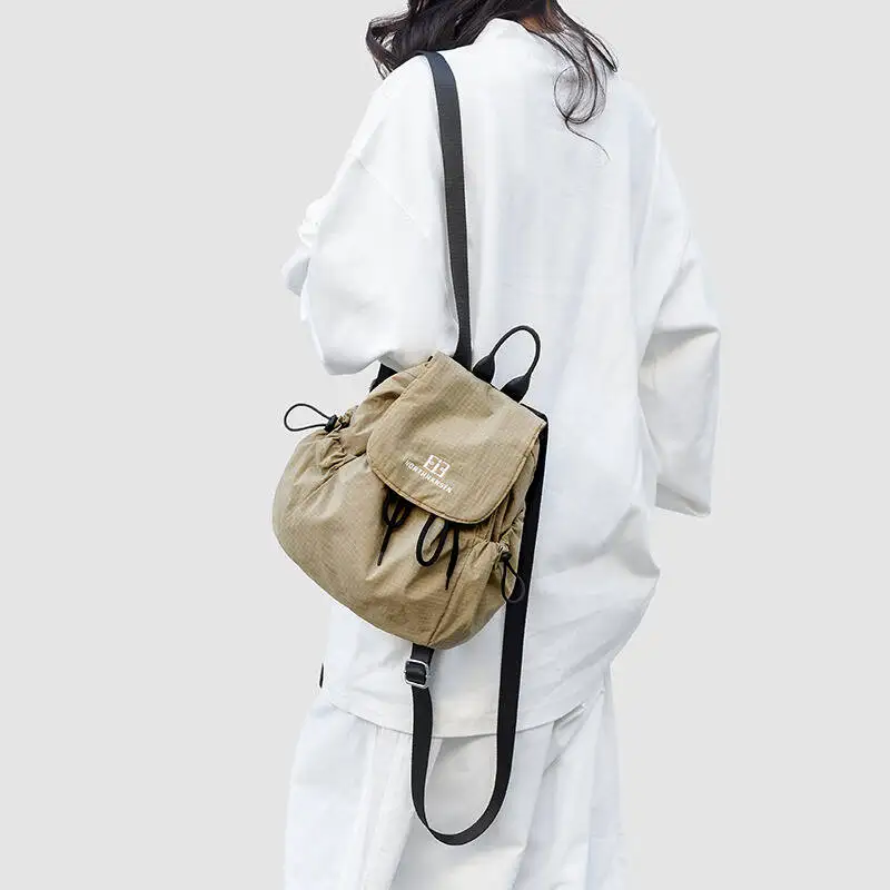 Mini Backpack Women Grid Pattern Drawstring Lightweight Small Rucksack for School Commute Outdoor Travel Casual Shoulder Bag