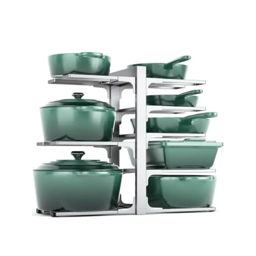 

8-Tier Pots and Pans Organizer under Cabinet, 15.83" Height Heavy Duty Pot Pan Organizer Kitchen Cabinet Organization and Stora