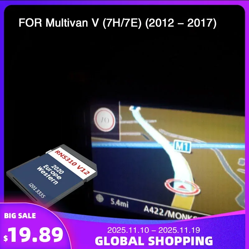 

RNS 310 V12 West Europe NAVI SD Card for Multivan V (7H/7E) from 2012 to 2017 Version 2020 8GB Navigation Maps Update Data UK