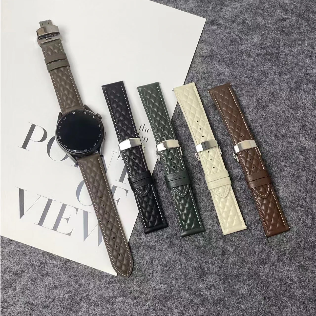 

18mm 20mm 22mm Diamond grid pattern Watch Strap for Samsung Huawei Sport Wristband Bacelet Quick Release Watch Accessories