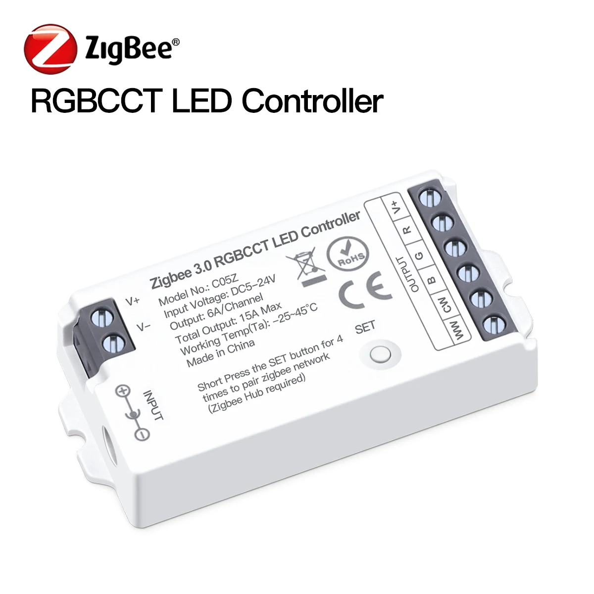 Zigbee 3.0 Smart Home RGB Led Controller, Wifi Schakelaar voor 5050/2835 Neon COB Led Tape Dimmer, dimbare RGBCCT LED Strip Controller