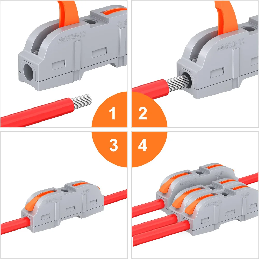 Compact Wire Connectors Splicing Connectors 1 to 1 Quick Terminal Block Lever Nut Splicing Wire Connectors for Circuit Inline