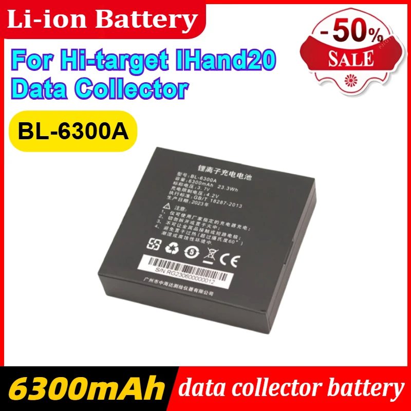 Battery BL-6300A Compatible for Hi-target IHand20 Data Collector-Brand New and High Quality 6300mAh