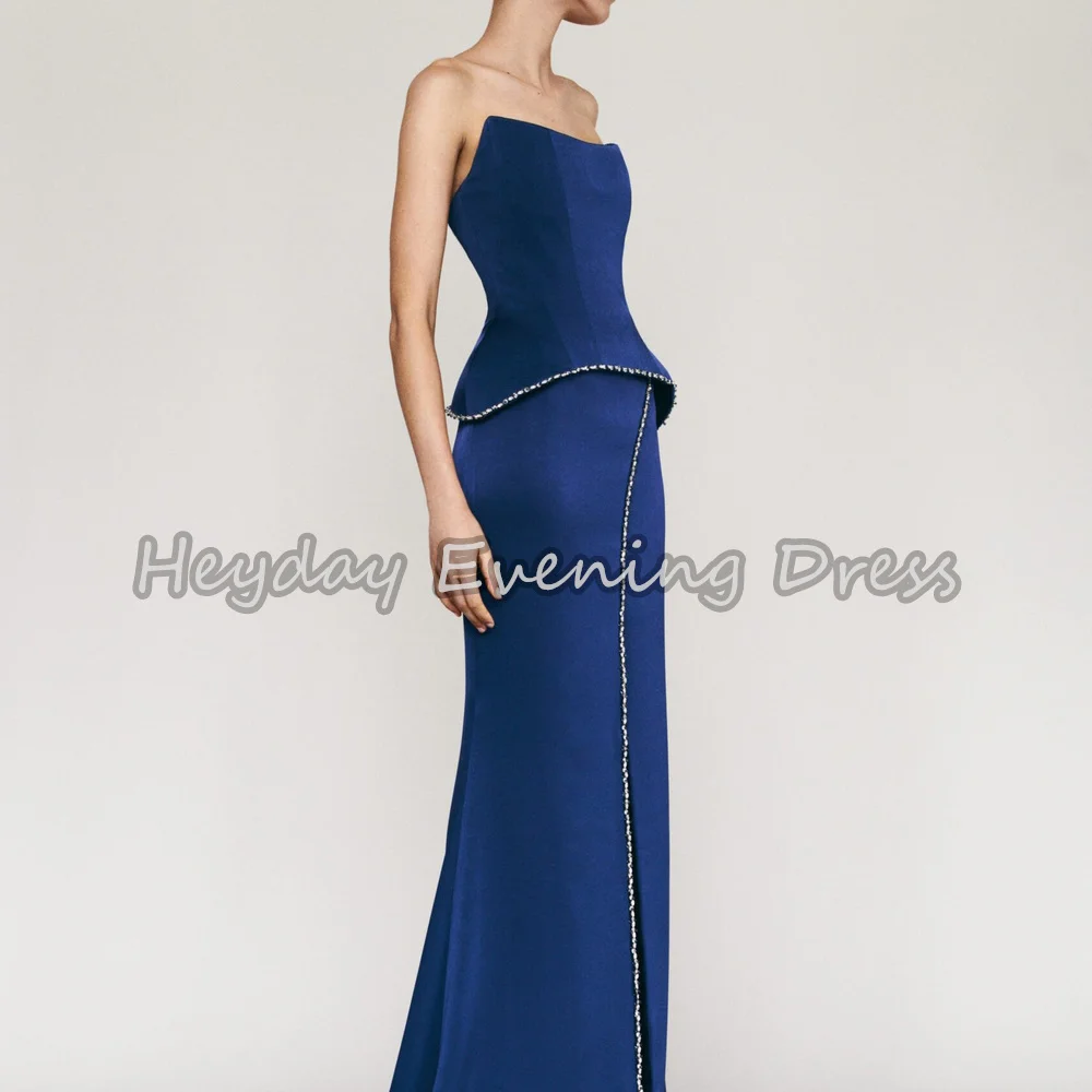 

Heyday Crepe Mermaid Strapless Floor Length Simple Saudi Evening Dresses For Women 2025 With Beading Elegant Arab Party Dress