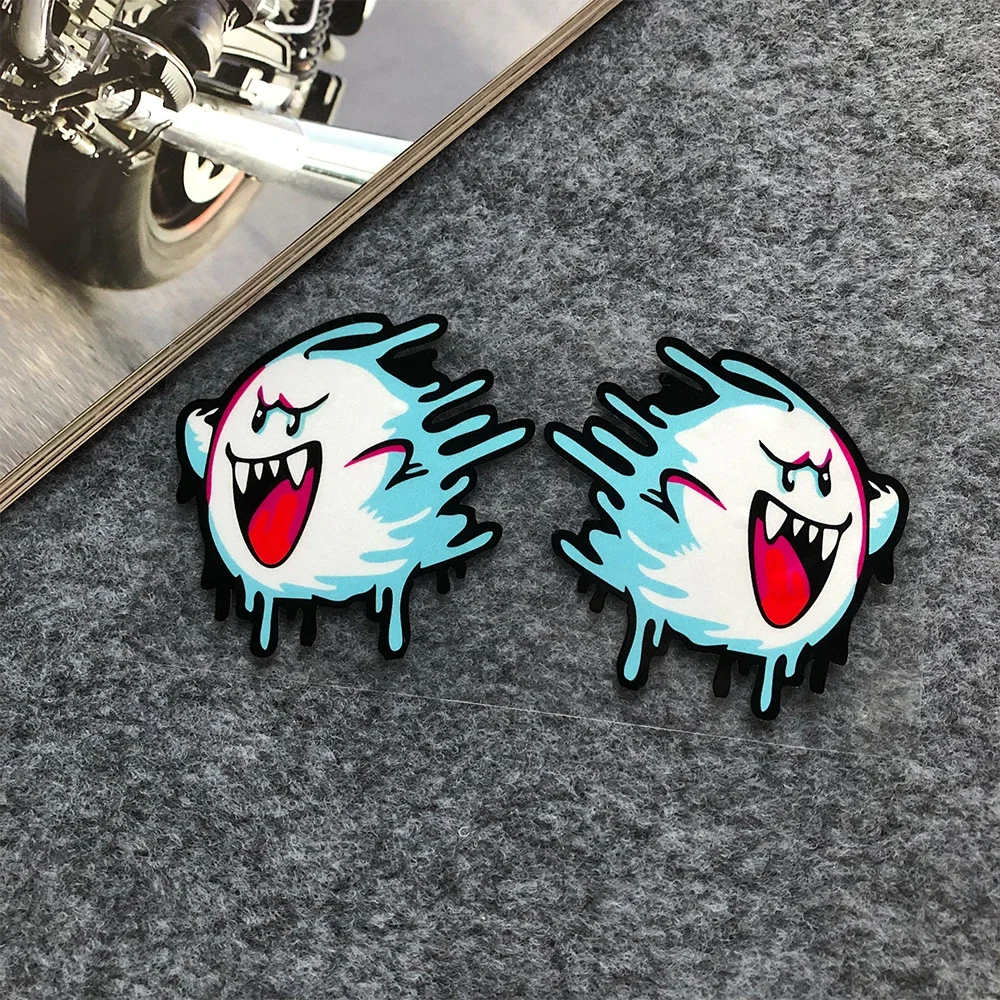 JDM Melting Ghost Reflective Car Stickers Decor Motorcycle Scooter Auto Body Window Fuel Tank Cap Windshield Decals Accessories