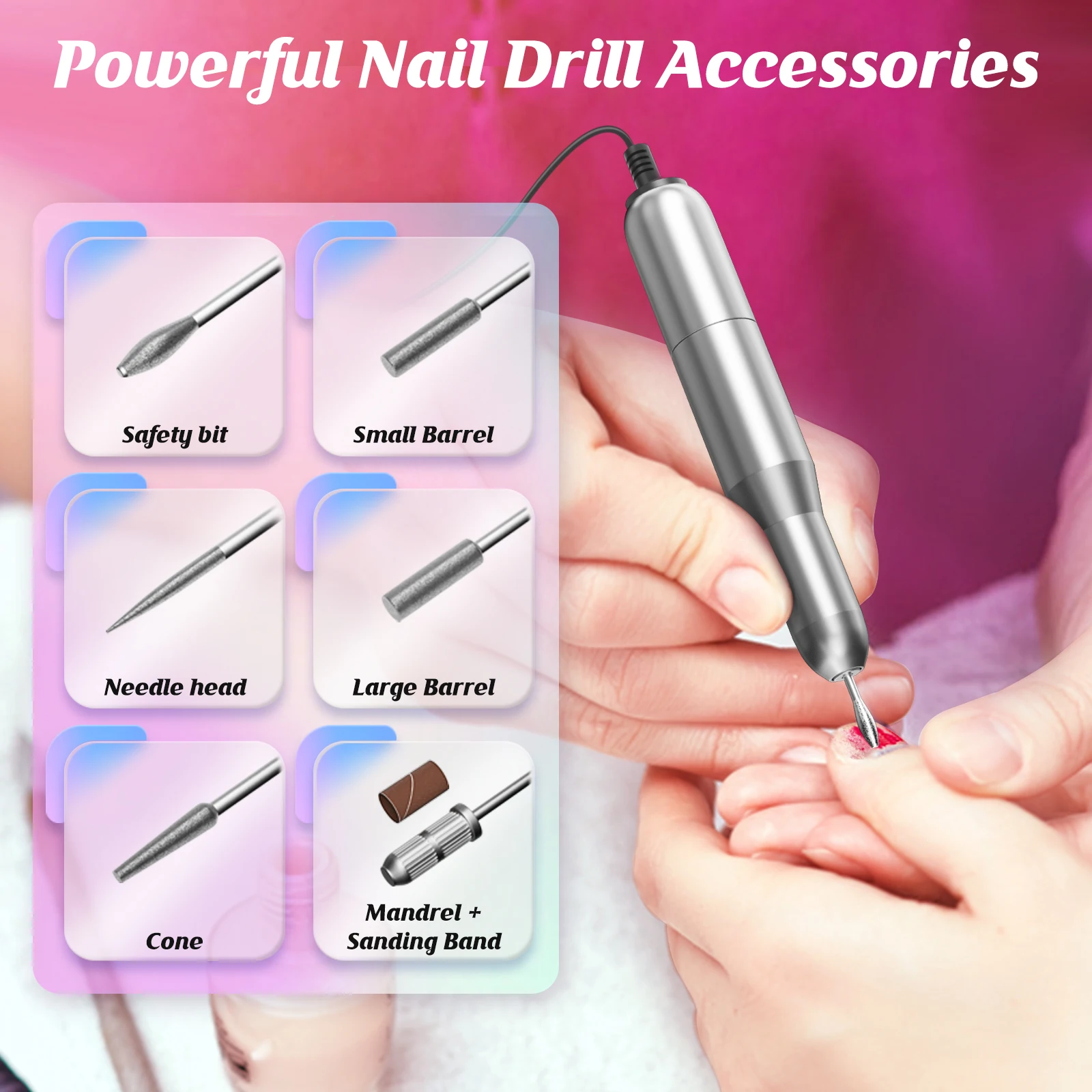 Professional Strong Electric Nail Polish Drill Machine Set Grinding Equipment Mill For Manicure Pedicure Nail Polishing Tools