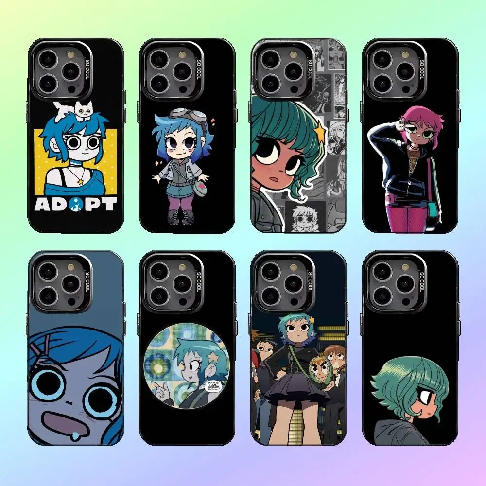 

S-Scott Pilgrim R-Ramona Flowers Phone Case For iPhone17,16,15,14,13,12,11 Colored Silver Plated Inside Cover