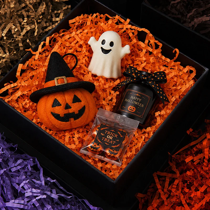 50/100g Halloween Knitterpapier-Füllmaterial Orange Grün Schwarz Lila Box-Konfetti für Party-Geschenktüten Deko-Zubehör – Detail 3
