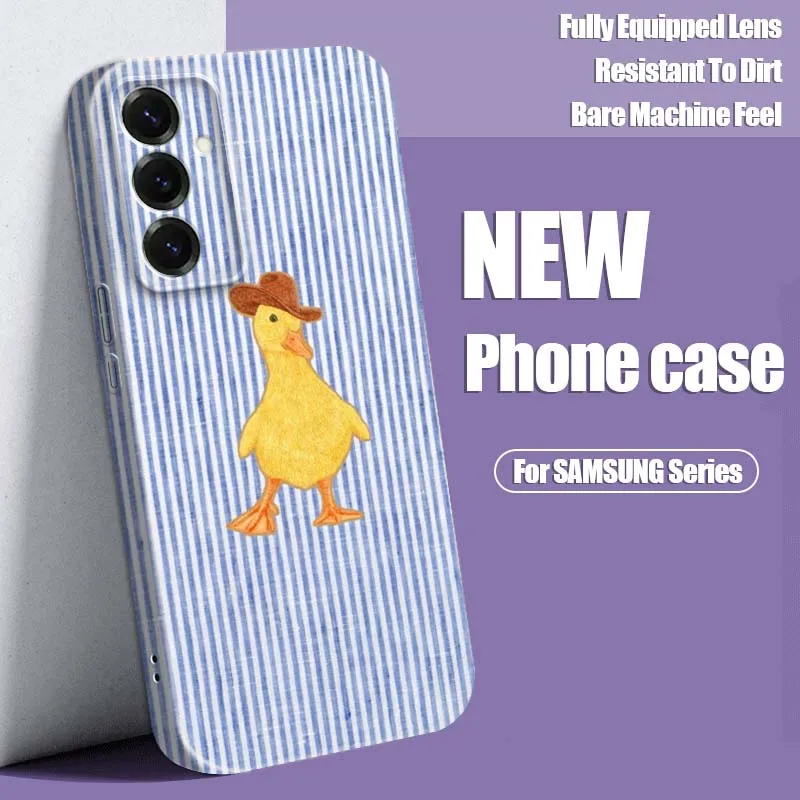 Giraffe Duck Stripes Art Phone Case For Samsung Galaxy S25 S24 S23 S22 S21 Ultra Plus Edge FE 5G Feilin Protective Shell