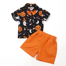 Halloween Baby Costume Kid Boy Clothes Sets Baby Gentleman Suits Pumpkin LapelT-shirt Tops+Short Pants 2Pcs Boy Clothing0-5 Ropa