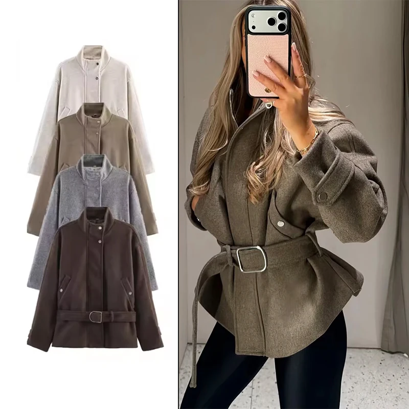 Women's New Jackets Blouse Autumn 2026 Fashion Loose Belt Elegant Warm Women's Jackets Youth Chic Unique Street Outerwear Coats