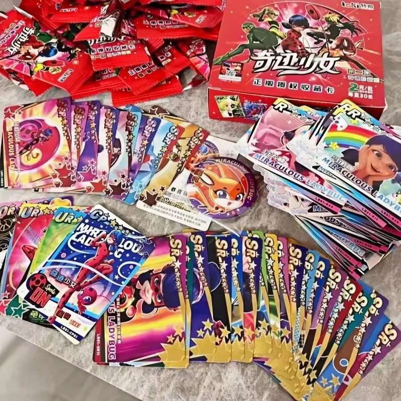 

New Miraculous Girl Ladybug Reddy Black Cat Roll Anime Hero Card Badge Ssp Kids Game Toy Xmas Halloween Surprise Gift Genuine
