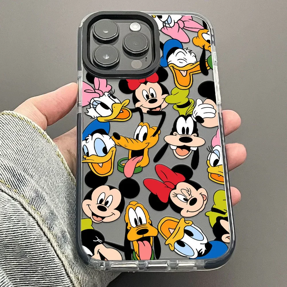 Disney Mickey Minnie Mouse Donald Duck Happy Strap Phone Case For iPhone 16 14 12 13 11 15 Pro Max XR XS MAX 7 8 PLUS MINI Cover