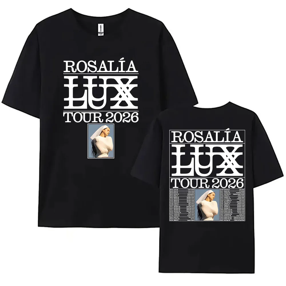 Camiseta Rosalía Rosalia LUX Tour 2026, camisetas holgadas de algodón de manga corta para mujer, ropa informal Unisex, ropa gráfica de moda para cantantes