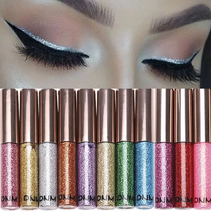 14 colori Diamond Glitter Liquid Eyeliner Eyeshadow Shiny Waterproof Long Lasting Quick Dry Eye Liner cosmetici strumenti per il trucco