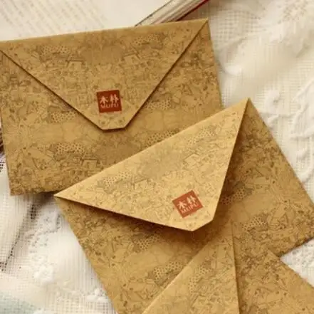 10pcs/lot  Vintage Retro Kraft Paper Envelope Paper DIY Card package bags