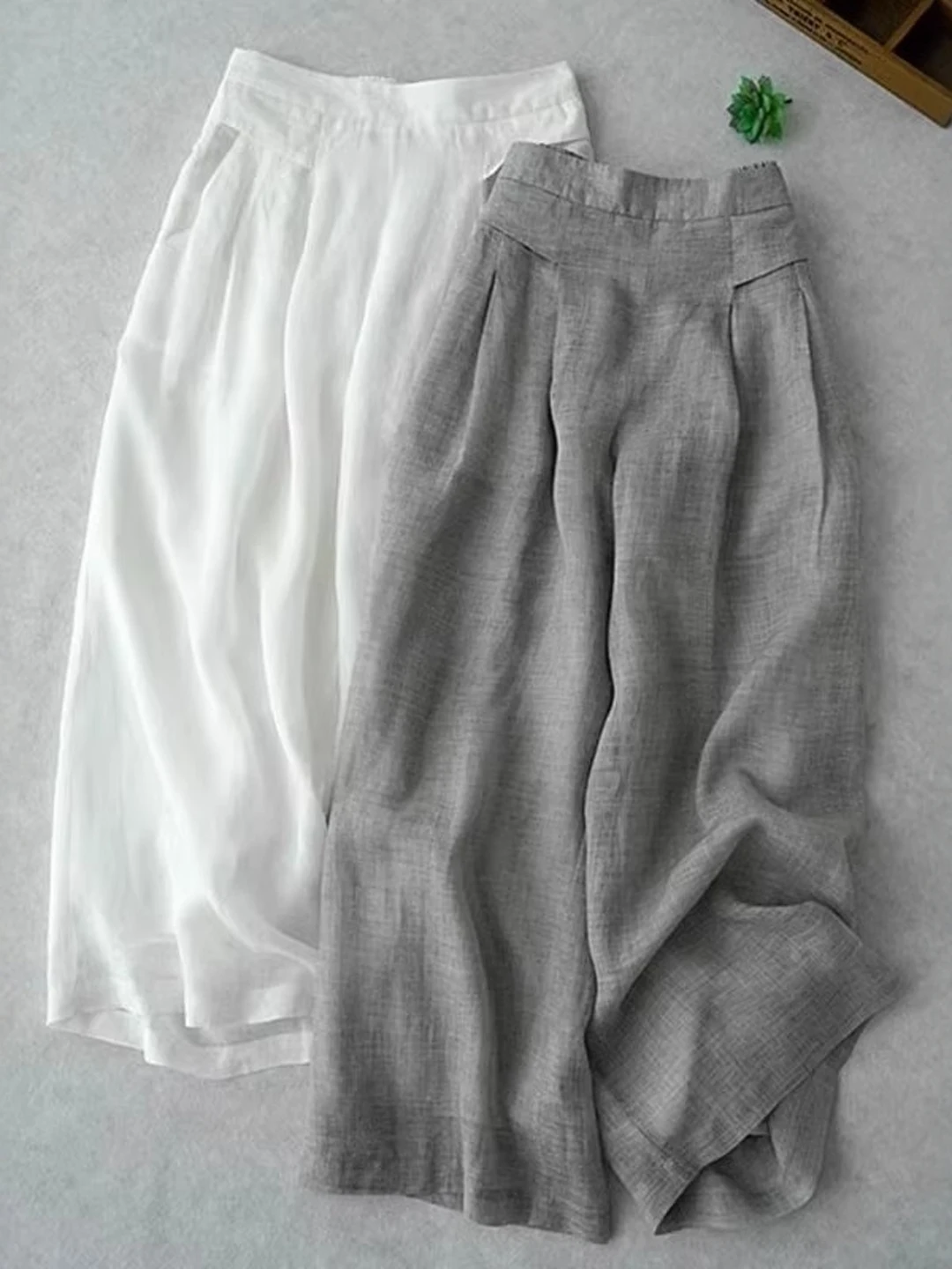 Slimming Straight Leg Casual Pants Thin Artistic Wide Leg Pants Women's Loose Fit Summer Fashion plus Size And Pear Bod...