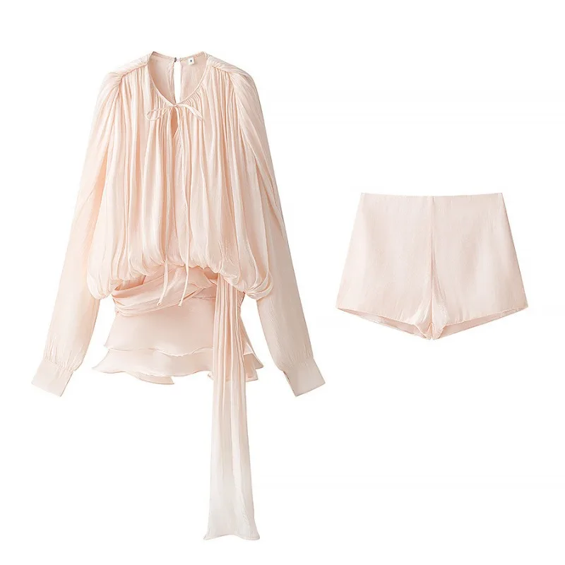 

Waist irregular hem dress shorts set 2026 spring and summer women's elegant pie set