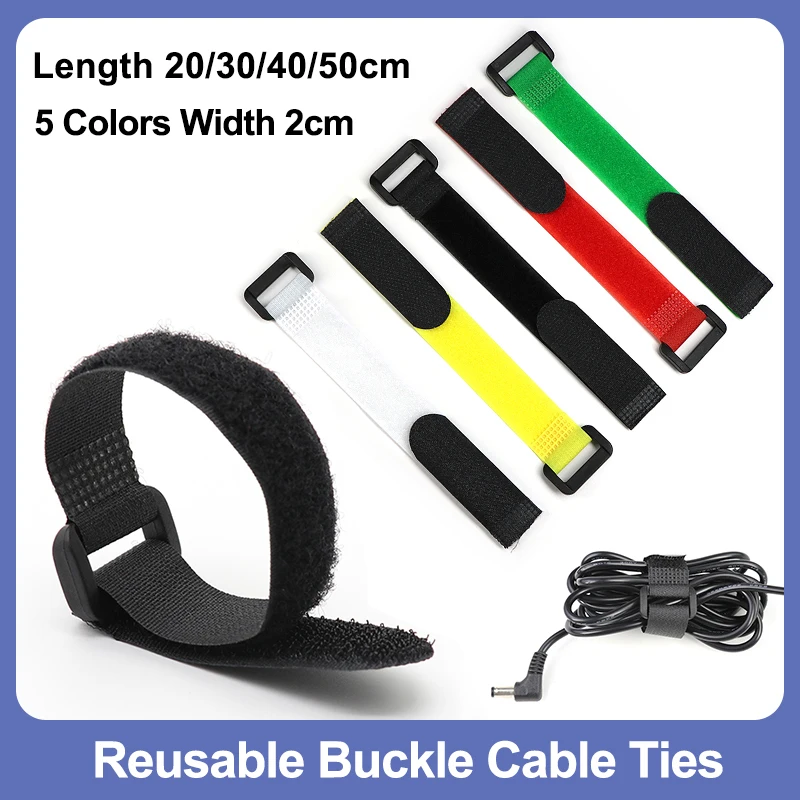 200/300/400/500mm Reusable Fastening Hook and Loop Securing Straps Durable Multi-functional Nylon Cable Ties Wire Organizer DIY