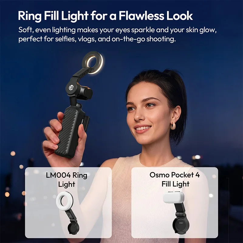 Original Ulanzi LM004 Mini Magnetic Ring Fill Light 3 Levels Adjustable Brightness Video Lamp For DJI Pocket 4 Vlog Live Stream view 3