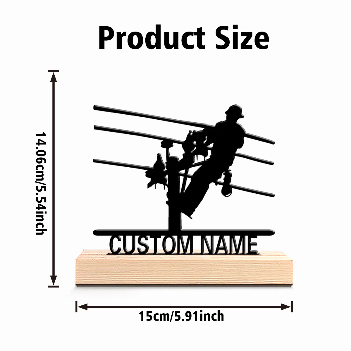 1pc Stylish Personalized Custom Electrician Metal Statues Modern Wooden Base Decor for Office Living Room Nature-Inspired view 2