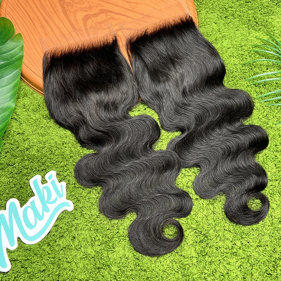 5x5 HD Transparent Lace Closure Body Wave Human Hair Preplucked Bleached Knots 1B Natural Black Color Invisible Lace Virgin Hair