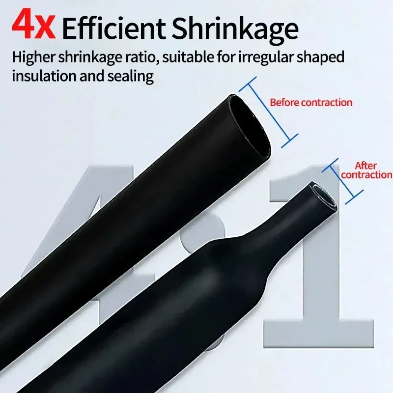 12/15/20m 1.6-50mm Heat Shrink Tube with Glue Polyolefin Shrinking Assorted Heat Shrink Tube Wire Cable Sleeving Tubing