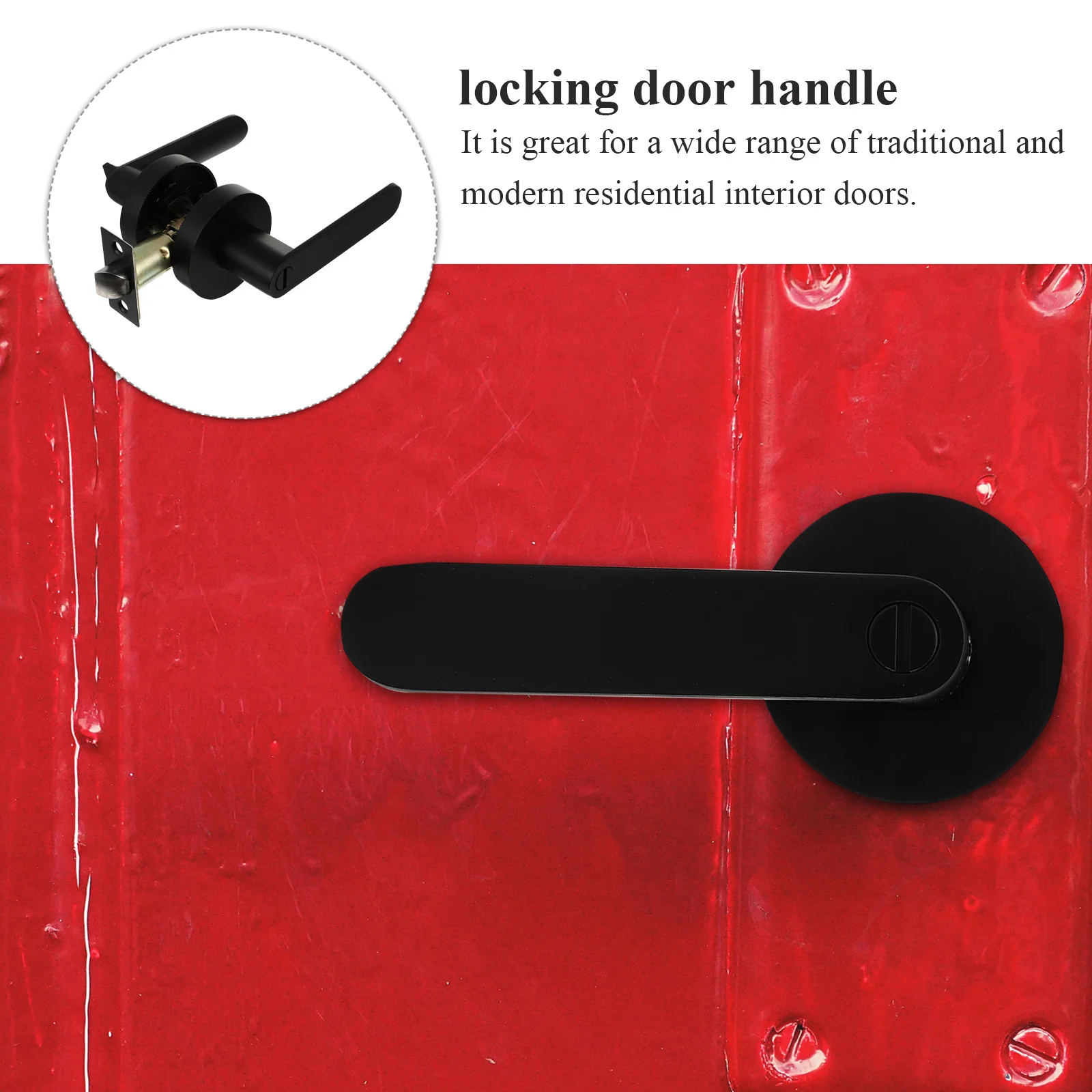 

1Pair Locking Door Handle Black Zinc Alloy Privacy Bedroom Living Room Passage Lever Interior Door Lock Handle
